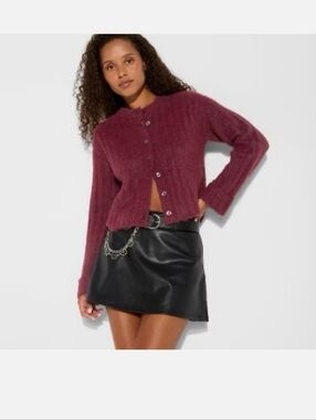 NWT wild fable Ribbed Button-Up Cardigan Medium Whimsical-goth. 90s Grunge